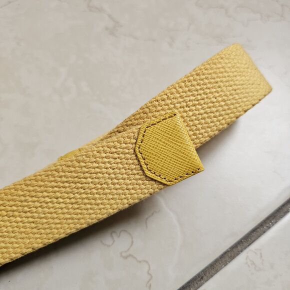 PRADA Waist Belt Yellow Nylon Fabric Silver Logo Buckle Size 36 Made In Italy - Picture 7 of 15